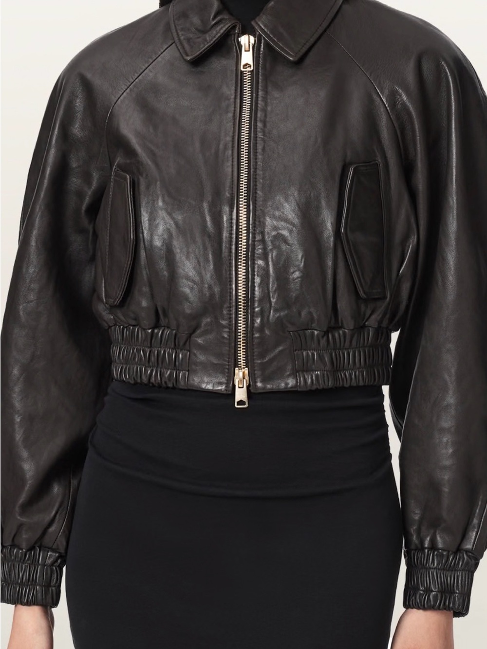 ALLSAINTS CROPPED SHEEP LEATHER JACKET - Picture 4 of 13